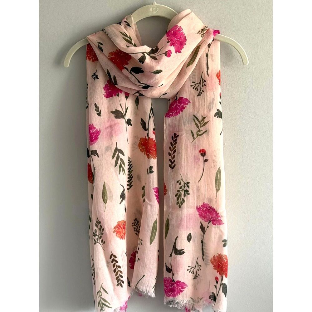 Uncommon Goods Juliet Meeks Pink Floral Scarf Lightweight Botanical Wrap